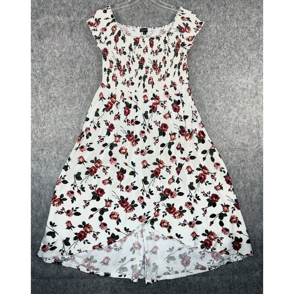 J for Justify Womens Floral Maxi Dress Smocked Size XL Sleeveless Asymmetrical